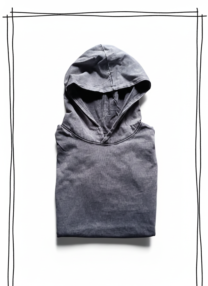 Hoodie Acid Wash Gris