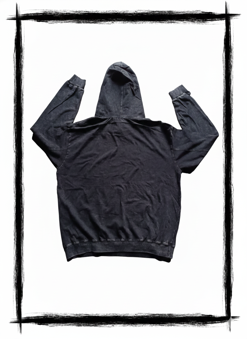 Hoodie Acid Wash Negro